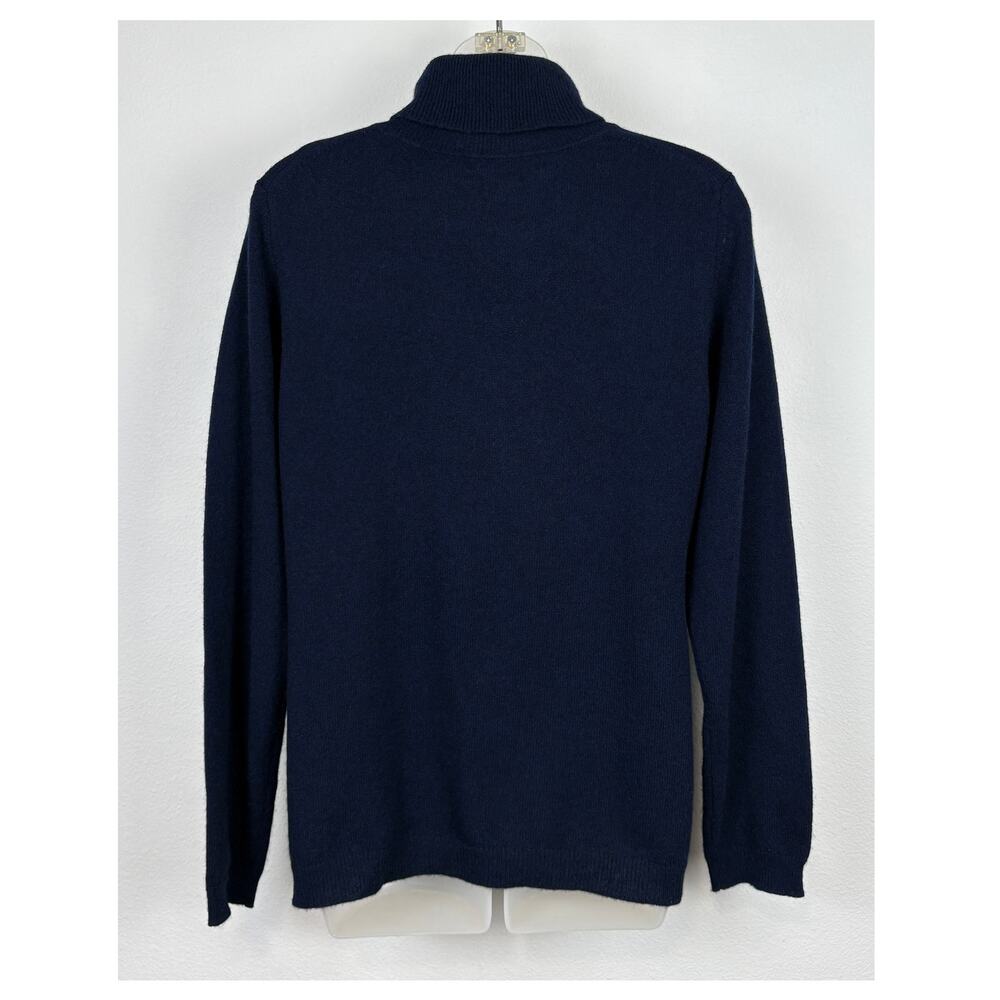 Charter Club Luxury Macy's 100% Cashmere Turtleneck Sweater Dark Navy Blue L - Picture 3 of 5